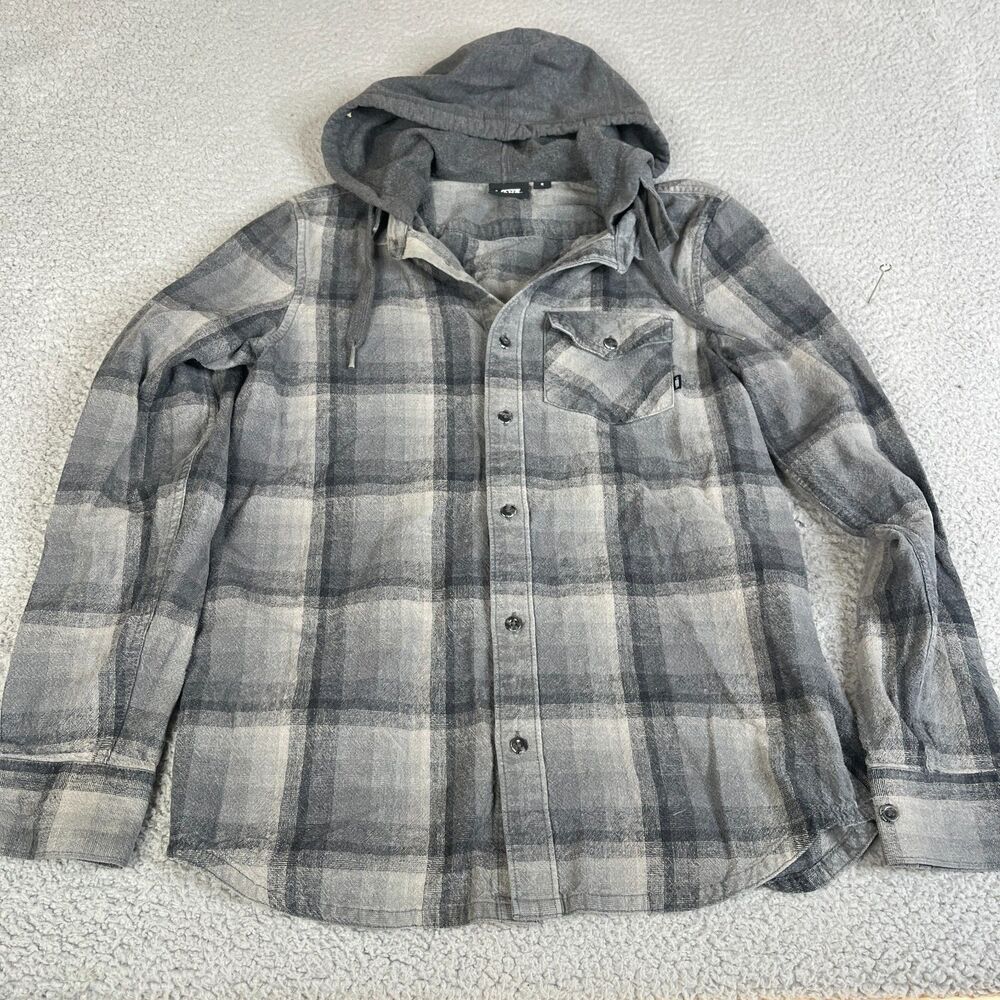 Vans Off The Wall Sweatshirt Mens S Gray Hoodie Button Sweater Surf Skate Shirt